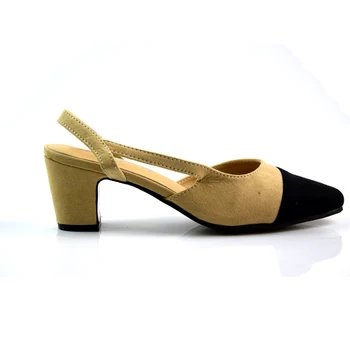 Suedeh Sau Piele Negru Mozaic Femei De Moda Pătrat Tocuri Inalte Birou Confortabil De Zi Cu Zi Pantofi Pentru Femeie