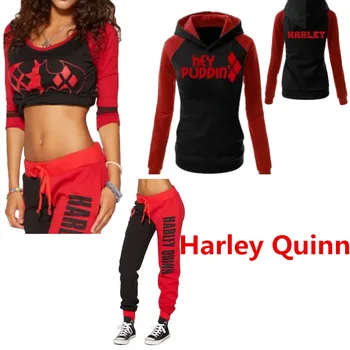Suicide Squad Harley Quinn Doamnelor Costume Cosplay Hanorace Bluze T-shirt de Sus Jogging Pantaloni Sport Gym Pantaloni de Trening