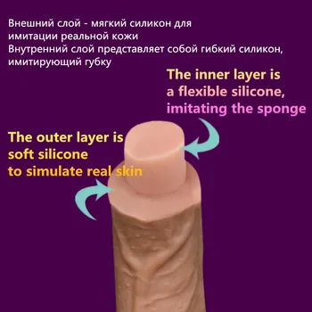 Super Moale Dublu strat de Silicon Vibrator Realist Penis Artificial sex Masculin Penisului Penis de sex Feminin Masturbator Adult Jucarii Sexuale Pentru Femei