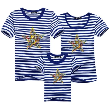 T-shirt de Familie Potrivire de Bumbac cu Dungi mama și fiica rochii haine Tatăl și Fiul Tricou haine Părinte-Copil scurtă de Îmbrăcăminte