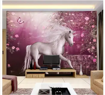 Tapet clasic pentru pereti pictura murală 3d tapet în stil European unicorn cal alb prințul TV de perete viu tapet 3d