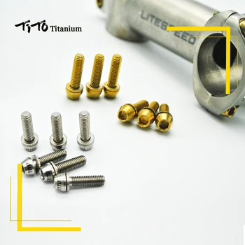 TiTo 6pcs aliaj de Titan pentru biciclete stem Șuruburi Șurub Ti Bolt Kituri cu Șaibă de Distanțare cap conic M5x18mm