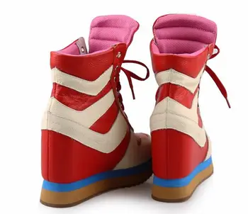 Toamna Iarna Femei Glezna Cizme Dantela-up Moda Înălțime Creșterea Pantofi Casual din Piele Femei Gladiator, Cizme Motocicleta
