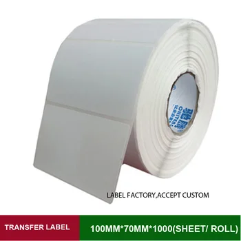Transfer termic etichete autocolant 100mm*70mm gol de imprimare hârtie adezivă 1000 foaie pe rola papel adhesivo pentru imprimantă de etichete