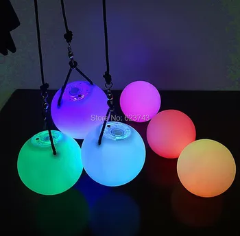 Transport gratuit 1 pereche de Culori Schimbătoare LED Poi Aruncat Mingi Profesionale de Dans din Buric Parte Recuzită LED pentru petrecere de dans