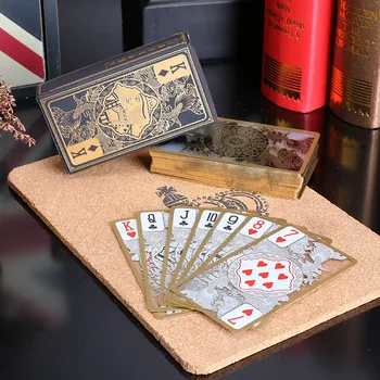 Transport gratuit 55pcs/set impermeabil din plastic pvc poker card de punte colectiv de aur marginea set de carti de joc