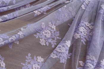 Transport gratuit violet High-end de lux de Epocă Brodate Dantelă Tesatura cu imprimeu floral , Rochie de Mireasa Dantela Tesatura