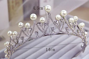 TREAZY Cristal Imita Perla Tiara Coroana Par Mireasa, Accesorii de Mireasa Quinceanera Diademe Și Coroane Miss Tiara cu Diamante
