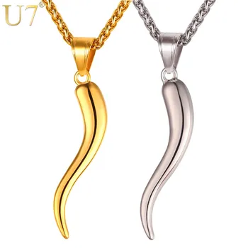 U7 Italiană Corn Colier Cu Amuleta De Aur De Culoare Din Oțel Inoxidabil, Pandantive & Lanț Pentru Bărbați/Femei Cadou Fierbinte Moda Bijuterii P1029