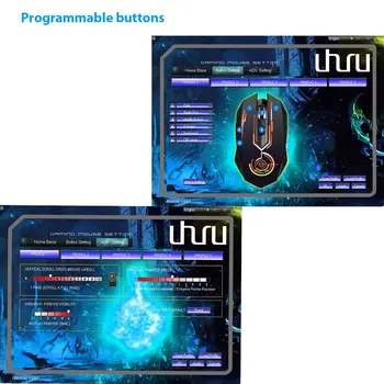 UHURU Reîncărcabilă Wireless Gaming Mouse cu 5 Butoane 7 Schimbătoare de Culoare LED-uri Ergonomice Programabile MMO RPG pentru Jucătorii de Jocuri de noroc