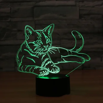 Uimitoare 3D LED Lumina de Noapte Alertă Pisica cu 7 Culori deschise pentru Decorațiuni interioare Lampa de Vizualizare Uimitoare Iluzie cadou
