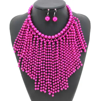 UKEN Boem Accesorii Moda Bijuterii Seturi de Maxi Ciucure Lung Imitații de Perle Femei Bijuterii de Nunta Set Cercei Coliere