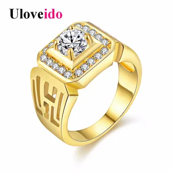 Uloveido Inele de Nuntă pentru Bărbați de Culoare de Aur de Cristal Moda Bijuterii Bague Femei Anel Epocă de Promovare en-Gros de 49% pe JX001