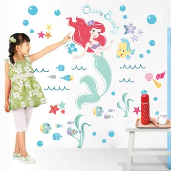 % Underwater Mermaid Bubble Fish Autocolante de Perete pentru Copii Dormitor Copii Baie Decor 3d Decal Artă Murală Cameră Decor Poster