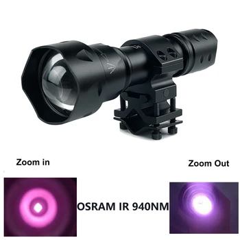 UniqueFire Viziune de Noapte IR 940NM Lanterna UF-T20 OSRAM Led-uri IR Zoom 3 Moduri de Aliaj de Aluminiu Lampă Lanternă+Aplicare de Montare