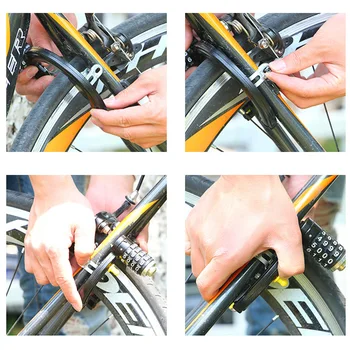 Universal de Blocare Biciclete Calculator în condiții de Siguranță Încuietori de Înaltă Securitate Biciclete de Munte de Blocare Parola de 4 Cifre Anti-furt Lanț de Oțel