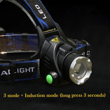 Usb senzor faruri led cree far xm l t6 xm-l2 impermeabil zoom lampă de cap 18650 baterie reîncărcabilă lanterna lanterna de cap