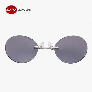 UVLAIK Mini Clip Pe Nas ochelari de Soare Barbati UV400 Vintage Rotund Ochelari de Soare Hacker Imperiul Matrix Morpheus fără ramă de ochelari de Soare