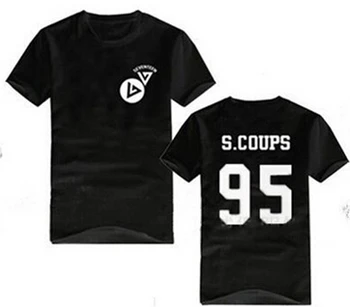 Vară stil kpop tricou maneca scurta pentru barbati femei șaptesprezece nume membru de imprimare negru t-shirt de sus tees