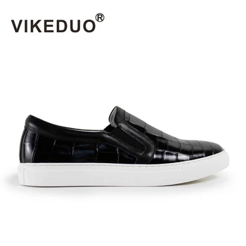 Vikeduo 2018 vânzări la cald Manual Plat masculin de agrement pantofi din Piele de Moda Confortabil Negru skateboard Mens Casual Pantofi