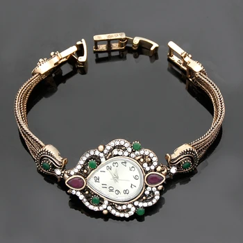 Vintage Femei Indiene Bratari Ceasuri De Rășină Floare De Cristal Brățară Cuarț Ceas Casual Vintage Ceas De Ceas Love Bijoux