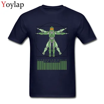 Vitruvian Halo tricou Barbati din Bumbac Topuri & Tricouri Moda Vara Toamna Echipajul Gât Maneci Scurte Haine Cool Design Alb/Negru