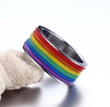 Vnox Curcubeu Inel pentru Femei / Bărbați din Oțel Inoxidabil LGBT Bijuterii