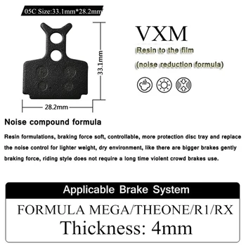 VXM 2 Pereche de Biciclete Rășină plăcuțele de Frână Disc pentru MTB Hidraulice pe Disc de Frână FORMULA/R1/RX/UN MTB plăcuțelor de frână Piese de Bicicletă