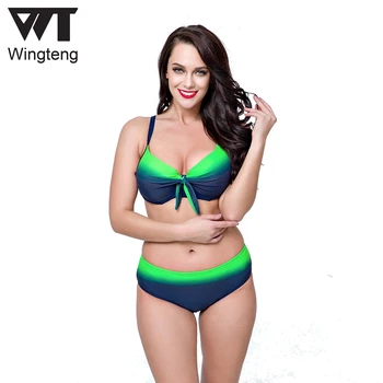 Wingteng 2018 Brazilian Bikini plus dimensiune Costume de baie Femei Gradient de costume de baie push-up Set de Bikini costume de Baie Retro ceașcă mare 5XL