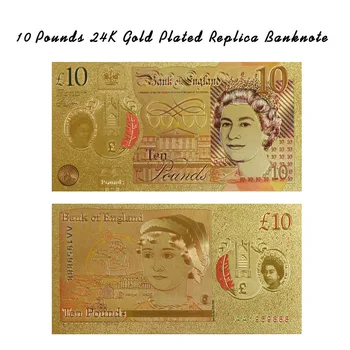 WR Marea Britanie Kg 5 10 20 50 Bancnote Placat cu Aur de 24K Elisabeta a II Replica Bancnote de Bani de Hârtie Pentru Colectarea 6Pcs