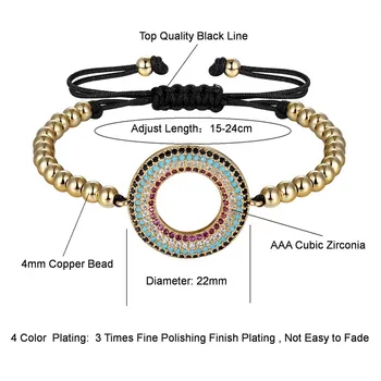 XQNI Mare Rotund Gol 22CM pline de culoare Bratara Pentru Femei Cuplu Cadou de Lux Bijuterii Mari Reduceri 2018 Design Bratari