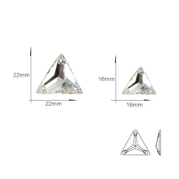 YANRUO 3270 Triunghi 16mm 22mm Cristal Strass Coase Pe Haine Aplicatiile de Margele Rochie de Cusut Craft Design de Bijuterii de Cristal