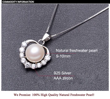 ZHBORUINI Pearl Colier Argint 925 Bijuterii Pentru Femei, Bijuterii din Perle Naturale de apă Dulce Pearl Dragoste Inima Pandantive Cadou