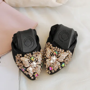 ZHENG PIN JIA REN Rola de Ou A19 Metal Arc Subliniat Margele Pantofi pentru Femei Dulce Diamond Plat Confortabil Femeile Gravide Pantofi