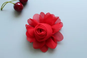 încercați pentru 30pcs/lot 8CM copii Fata de Frumos trandafir, Flori de Par Șifon Flori Artificiale FĂRĂ Clip pentru DIY accesorii de par